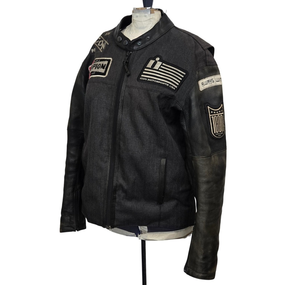 ICON 1000 Vigilante Hybrid Motorcycle Jacket SM Black Cowhide‎ Leather D3O Ready